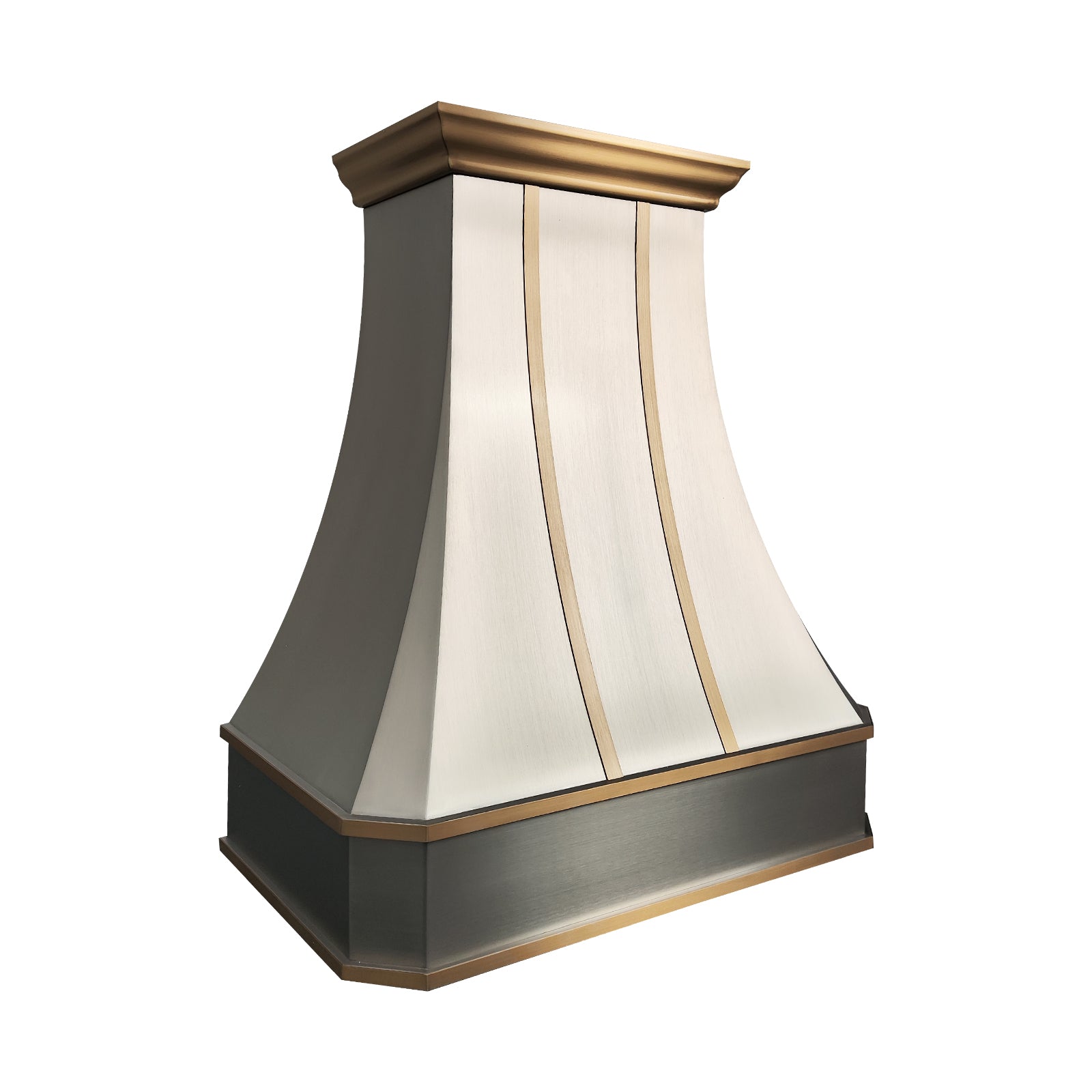 Fobest Modern California Steel Kitchen Hood with Brushed Brass Accents FSS-541