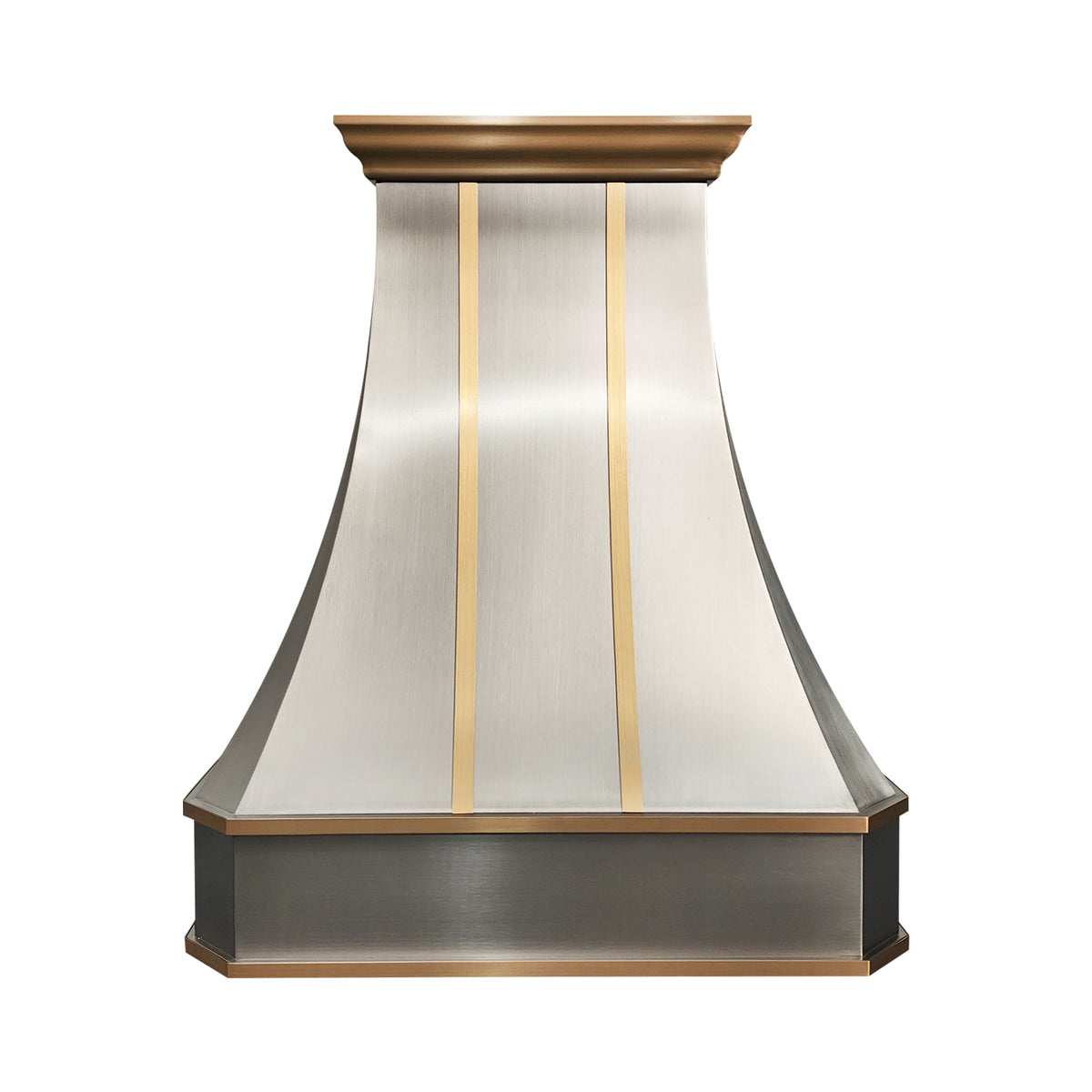 Fobest Modern California Steel Kitchen Hood with Brushed Brass Accents FSS-541