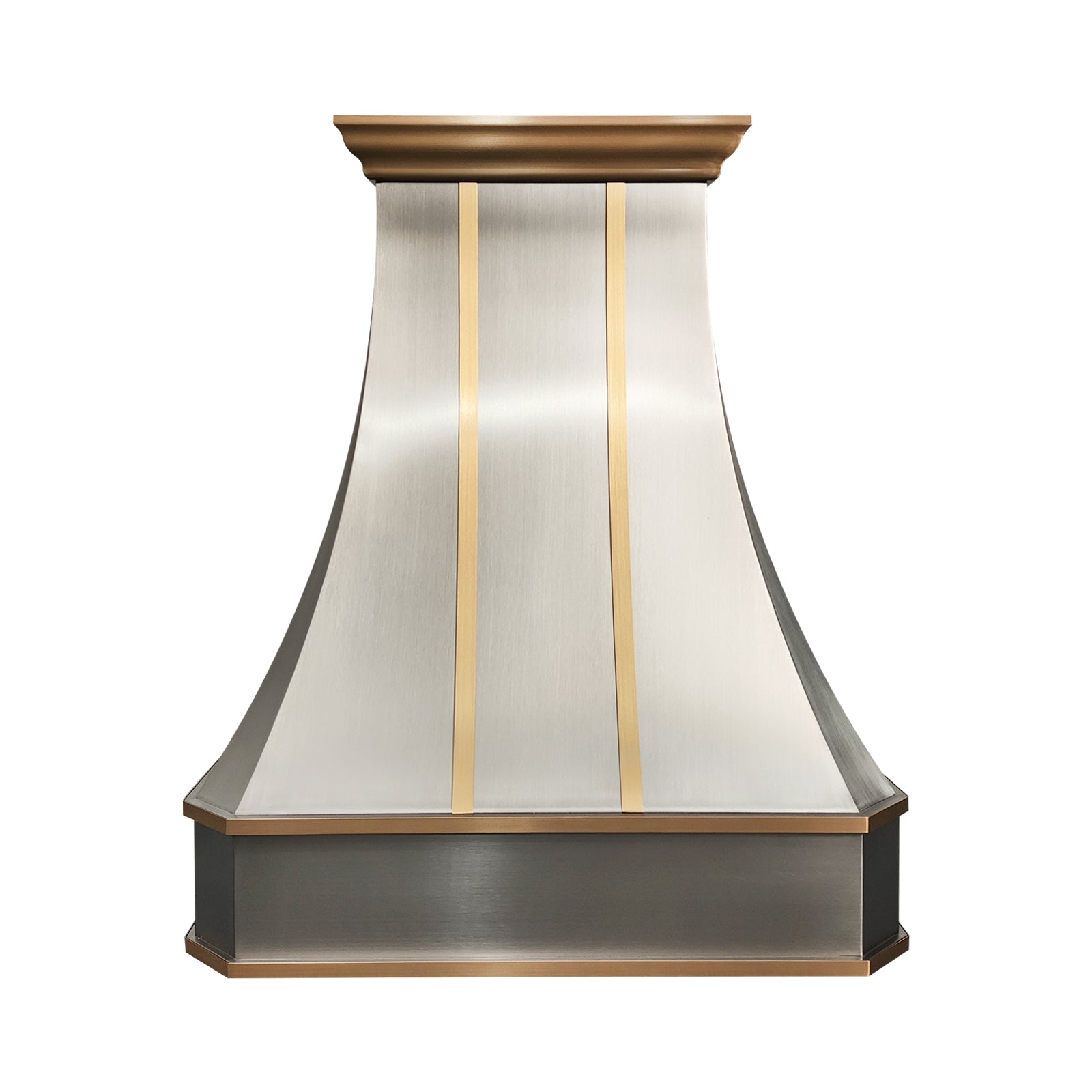 Fobest Modern California Steel Kitchen Hood with Brushed Brass Accents FSS-541