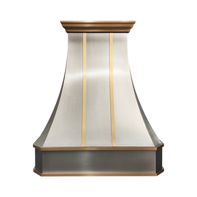 Fobest Modern California Steel Kitchen Hood with Brushed Brass Accents FSS-541