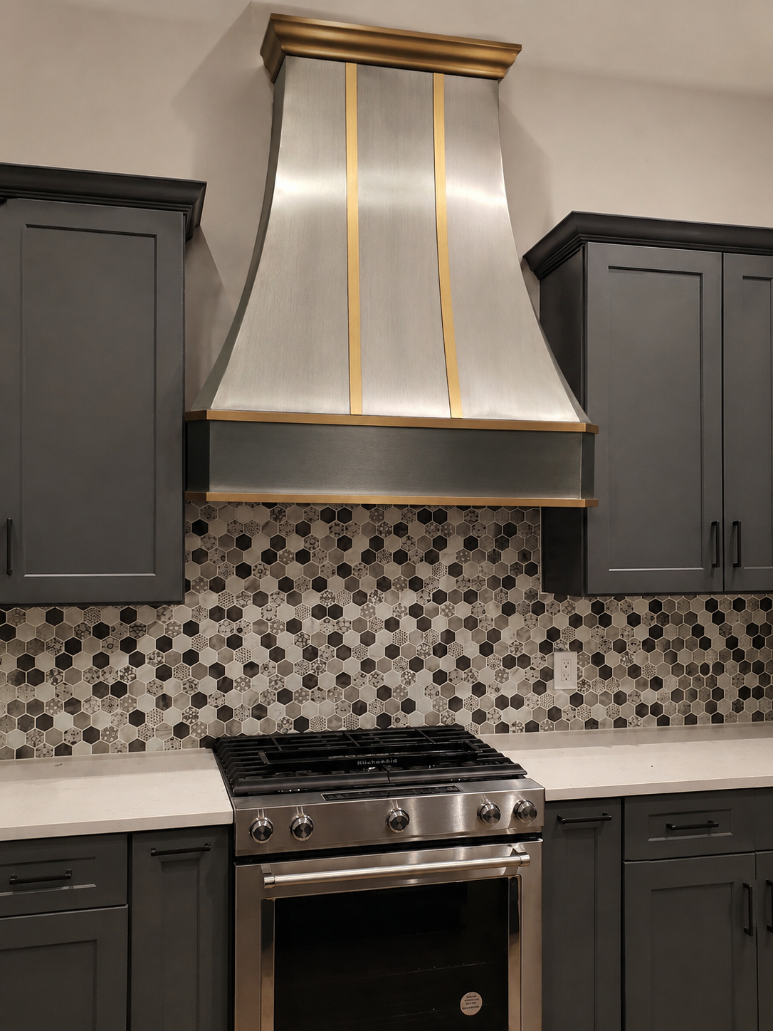 Fobest Modern California Steel Kitchen Hood with Brushed Brass Accents FSS-541