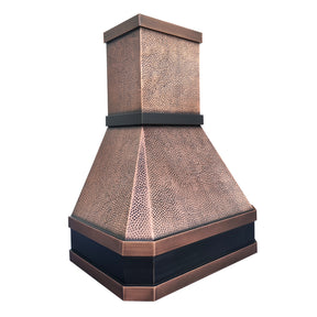 Antique Copper range hood with stove design