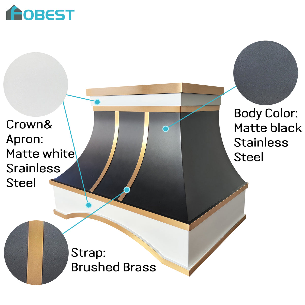 Fobest Modern Luxury Custom Stainless Steel Range Hood in Arched Design FSS-558