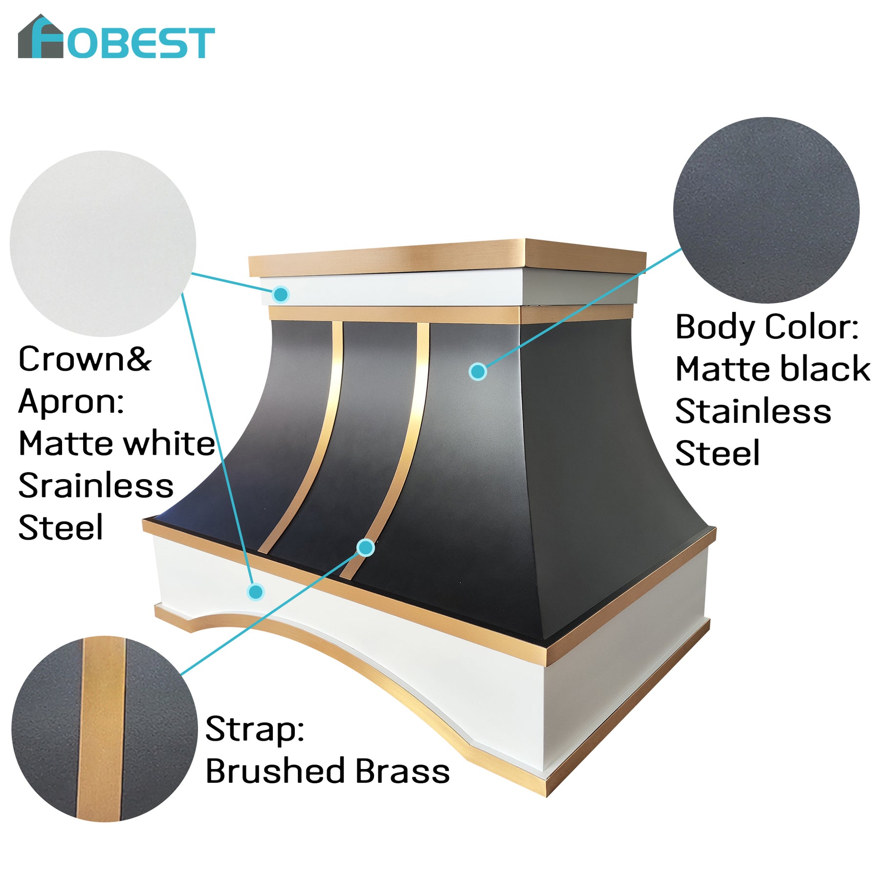 Fobest Modern Luxury Custom Stainless Steel Range Hood in Arched Design FSS-558