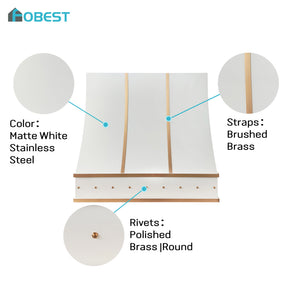 Fobest Modern White Stainless Steel Range Hood with Brass Accent FSS-701