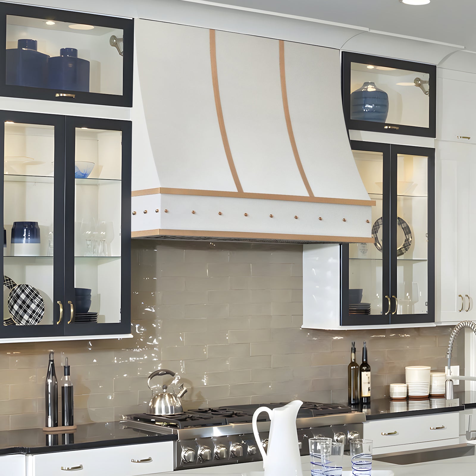 Fobest Modern White Stainless Steel Range Hood with Brass Accent FSS-701