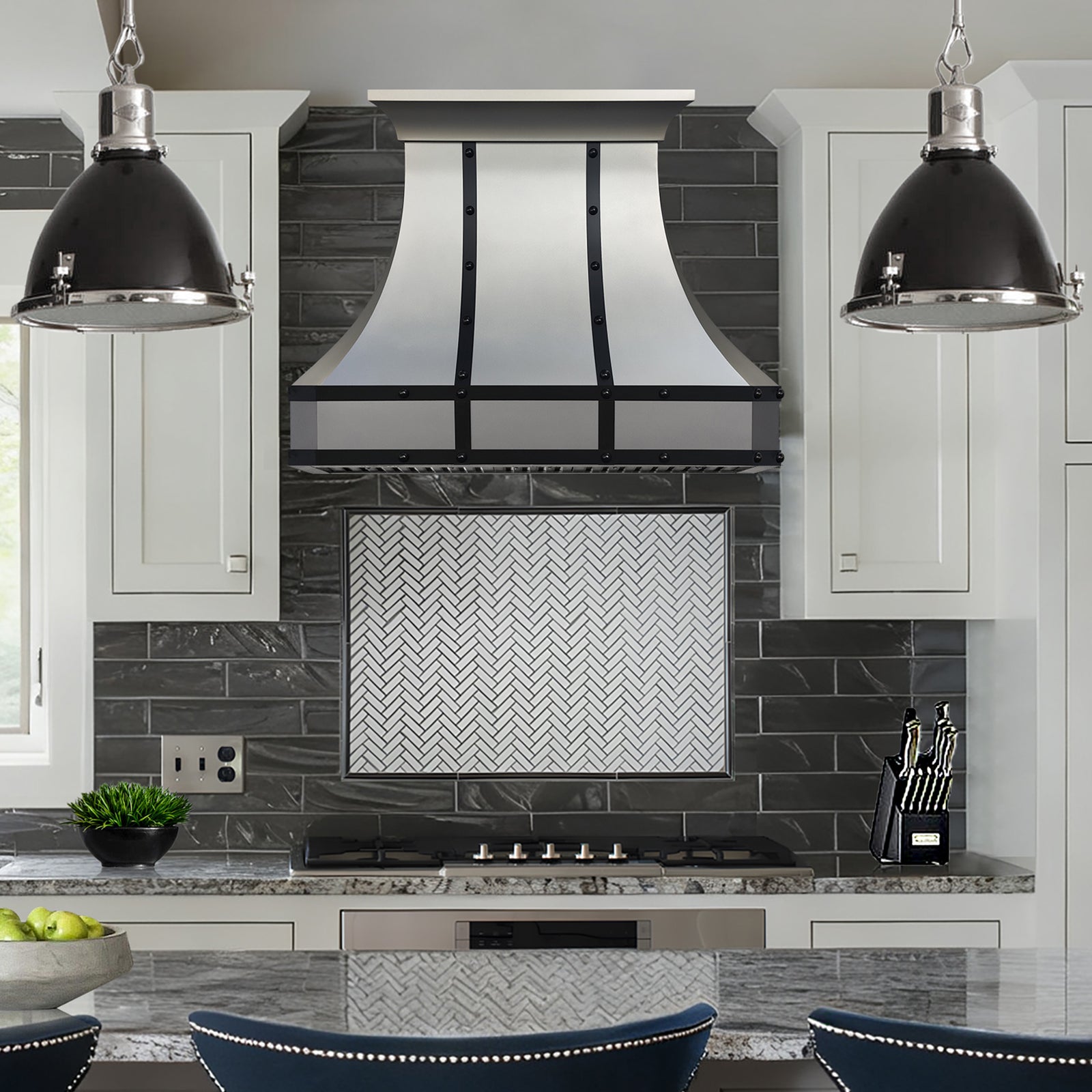 Fobest New York Stainless Steel Metal Range Hood with Matte Black Detailing FSS-514