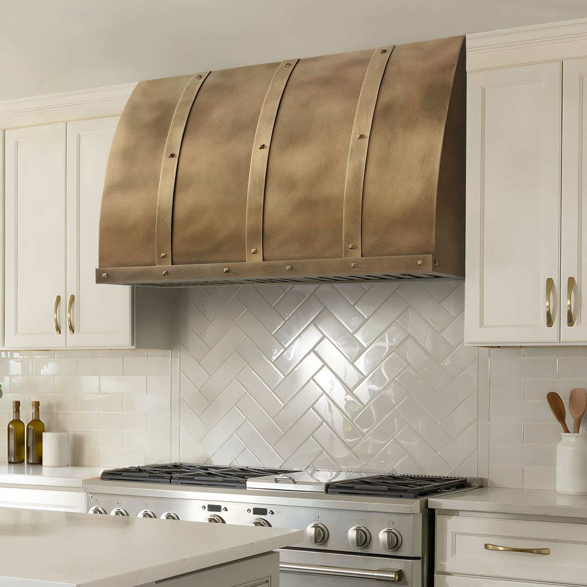 Fobest Retro Brass Range Hood with Square Rivets FSS-717