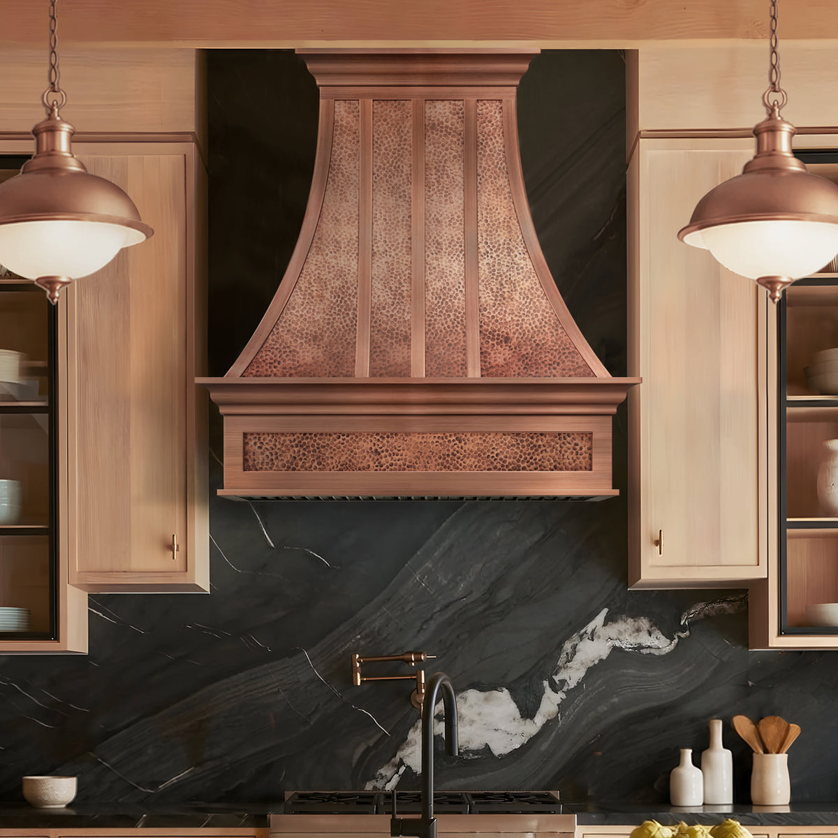 Fobest Royal Antique Copper Range Hood with Beehive Hammered Texture FCP-386