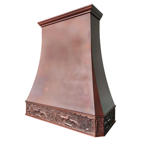 Fobest Rustic Fire Copper Kitchen Range Hood with Hand-Curved Pattern Design FCP-330