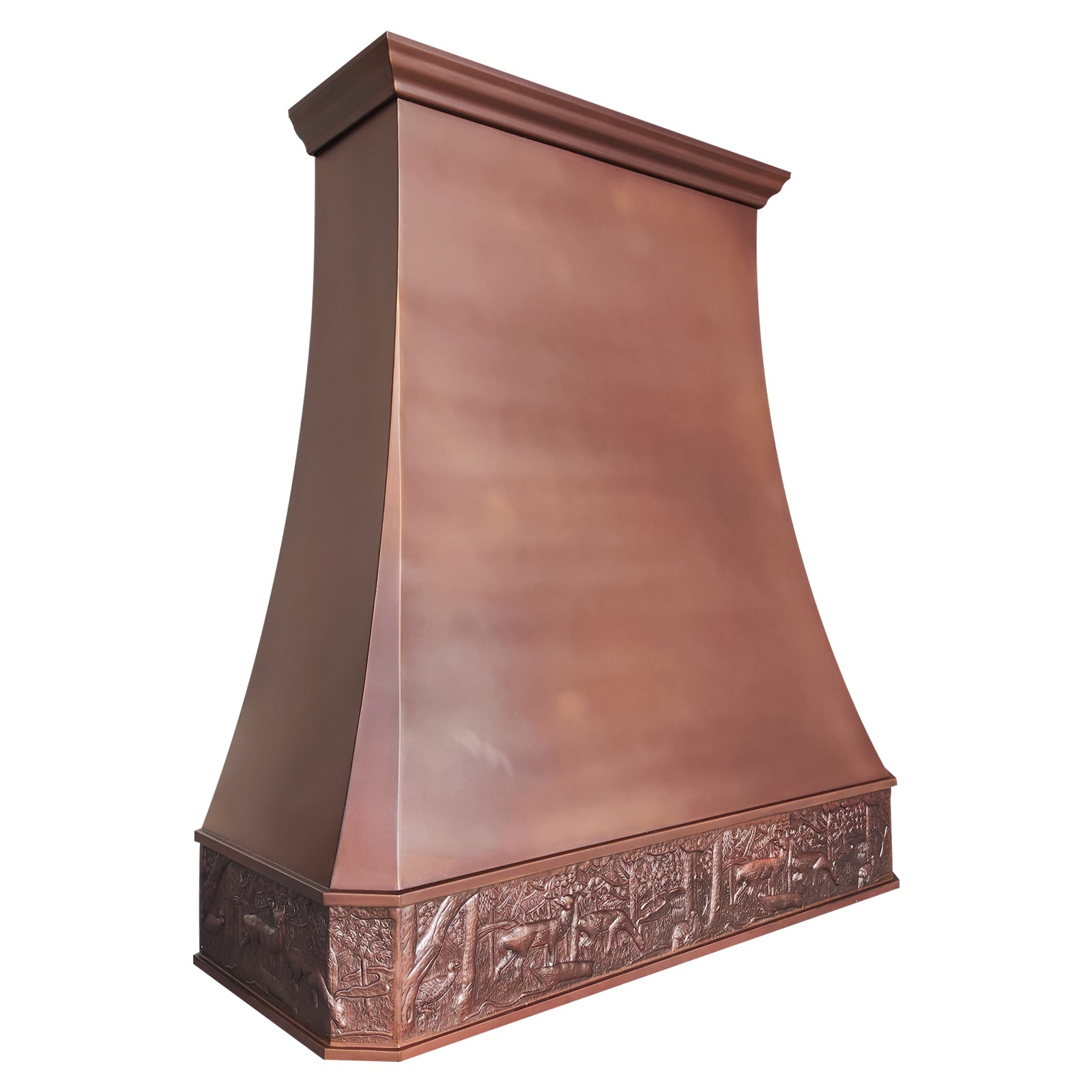 Fobest Rustic Fire Copper Kitchen Range Hood with Hand-Curved Pattern Design FCP-330