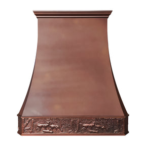 Fobest Rustic Fire Copper Kitchen Range Hood with Hand-Curved Pattern Design FCP-330