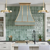 Fobest Sage Green Custom Stainless Steel Range Hood with Brushed Brass Straps FSS-529