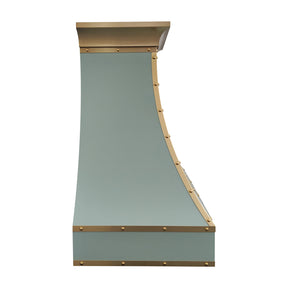 Fobest Sage Green Custom Stainless Steel Range Hood with Brushed Brass Straps FSS-529