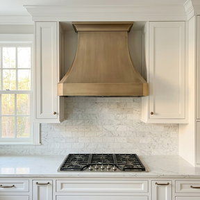 Fobest Sculptural Brushed Brass Kitchen Range Hood with Geometric Dimensional Design FSS-546