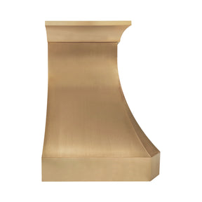 Fobest Sculptural Brushed Brass Kitchen Range Hood with Geometric Dimensional Design FSS-546