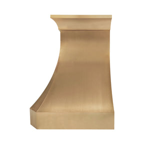 Fobest Sculptural Brushed Brass Kitchen Range Hood with Geometric Dimensional Design FSS-546