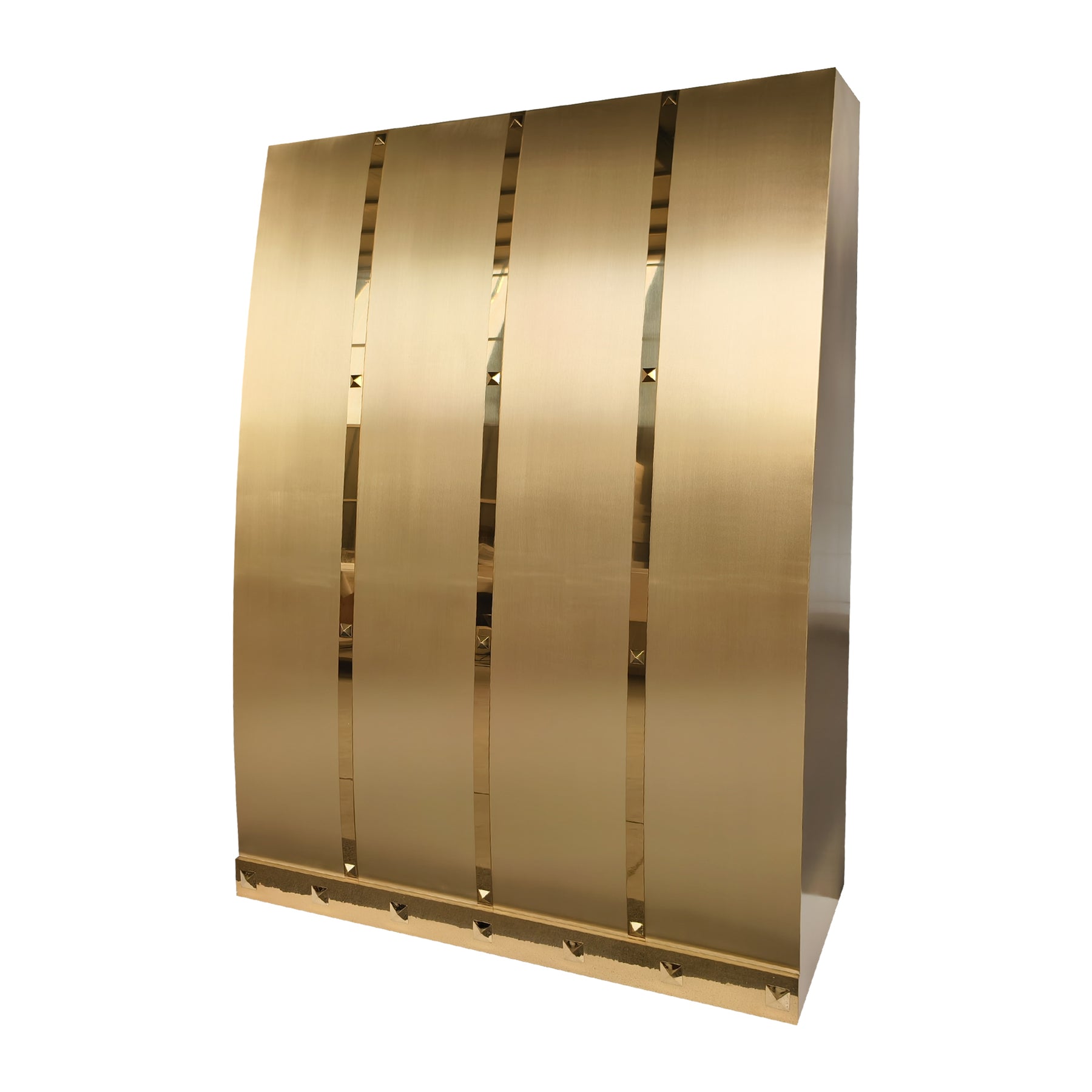 Fobest Slope Box Brass Range Hood with Polished Brass Straps FSS-750