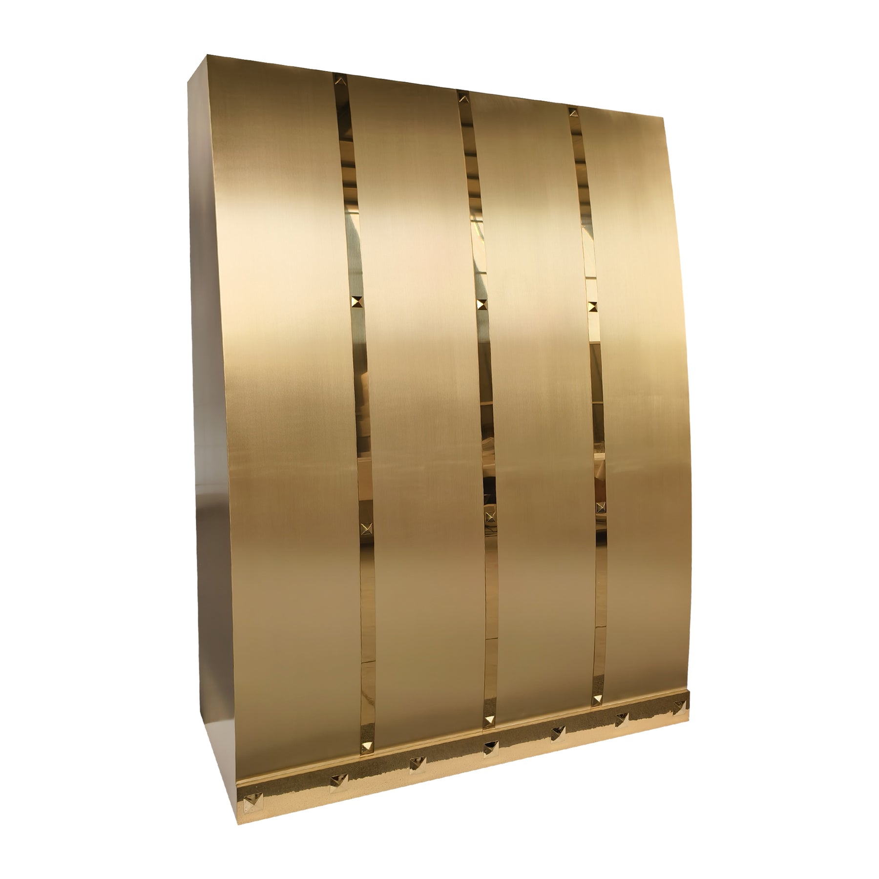 Fobest Slope Box Brass Range Hood with Polished Brass Straps FSS-750
