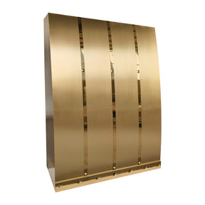 Fobest Slope Box Brass Range Hood with Polished Brass Straps FSS-750