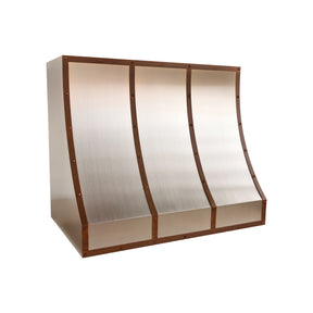 Fobest Sloped Stainless Steel Range Hood with Antique Copper Straps FSS-748