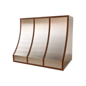 Fobest Sloped Stainless Steel Range Hood with Antique Copper Straps FSS-748