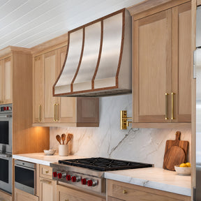 Fobest Sloped Stainless Steel Range Hood with Antique Copper Straps FSS-748