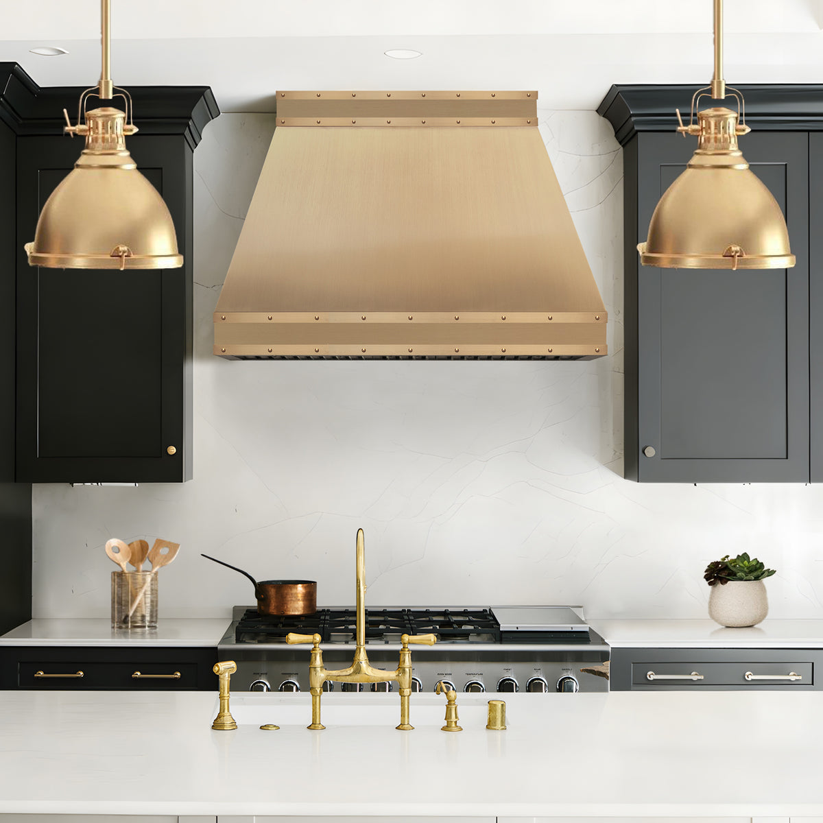 Fobest Solid Brass Sloped Range Hood with Luxury Accents FSS-530