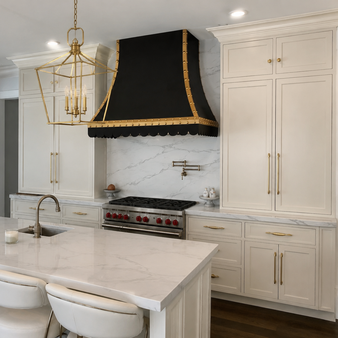 Fobest Stainless Steel Black Range Hood with Brass Trim FSS-197
