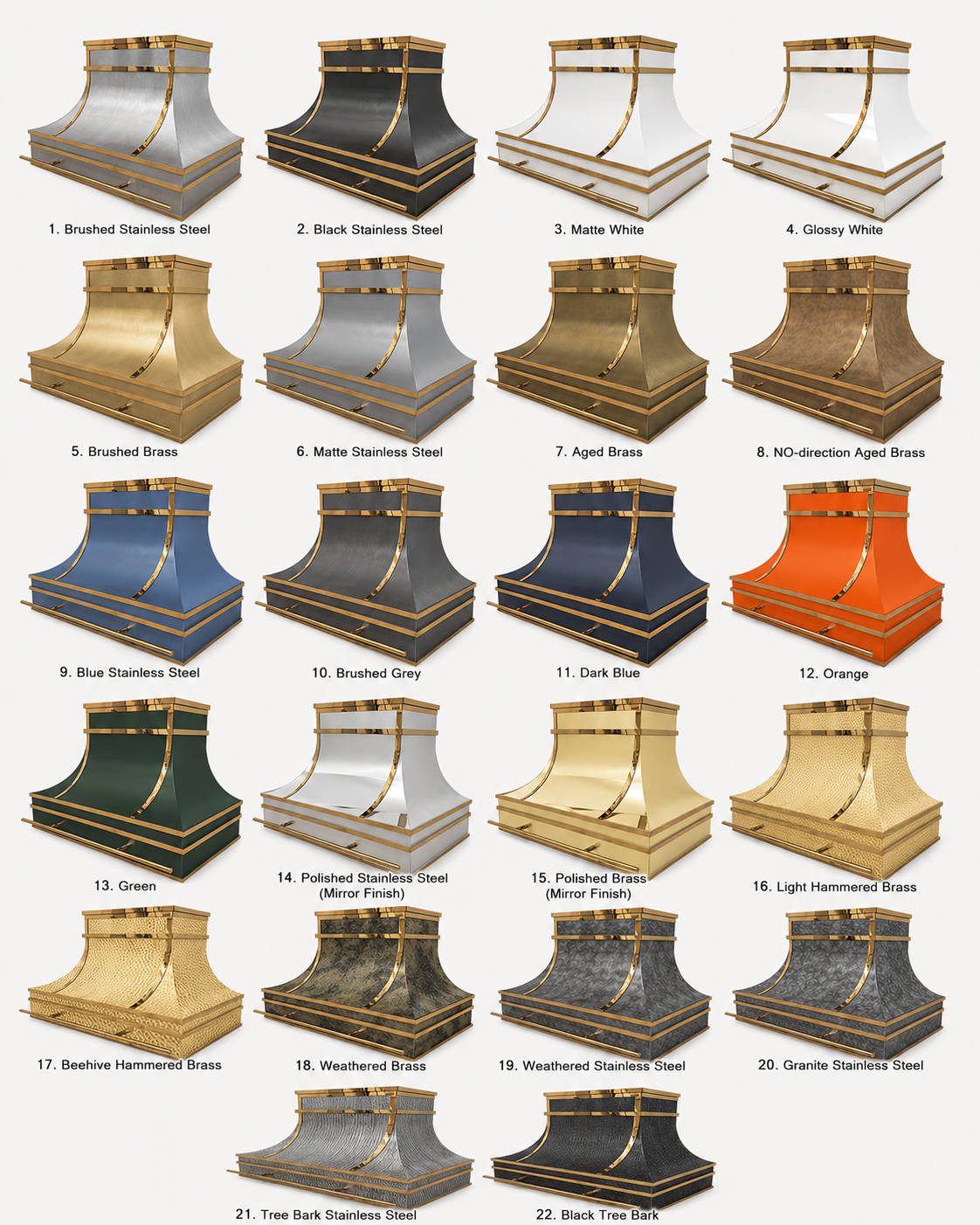 Fobest Stainless Steel Custom Hood with Brass Decor FSS-249