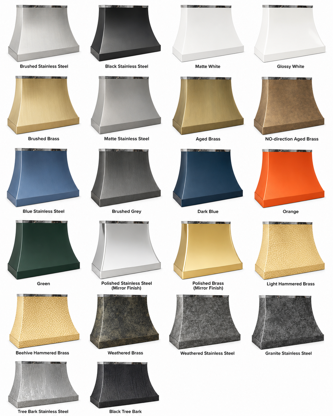 Fobest Stainless Steel Custom Hood with Top and Bottom Mirror Straps FSS-332