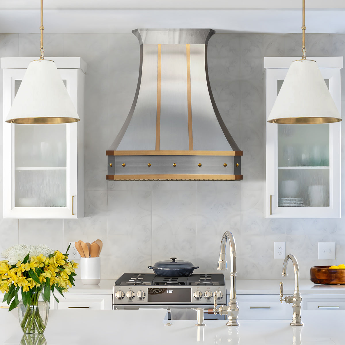 Fobest Stainless Steel Custom Kitchen Hood with Polished Crown FSS-138
