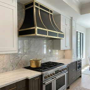 Fobest Stainless Steel Custom Range Hood with Brass Accents FSS-113