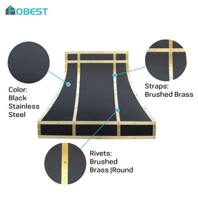 Fobest Stainless Steel Custom Range Hood with Brass Accents FSS-113
