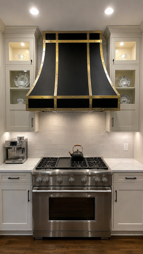 Fobest Stainless Steel Custom Range Hood with Brass Accents FSS-113