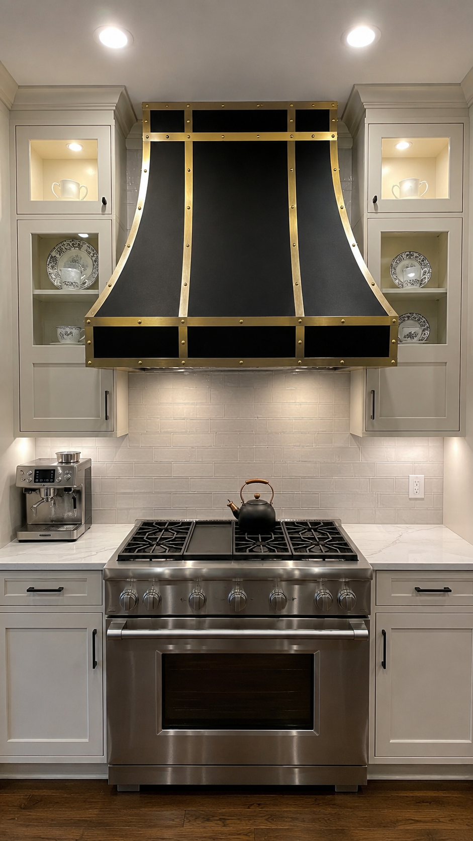 Fobest Stainless Steel Custom Range Hood with Brass Accents FSS-113