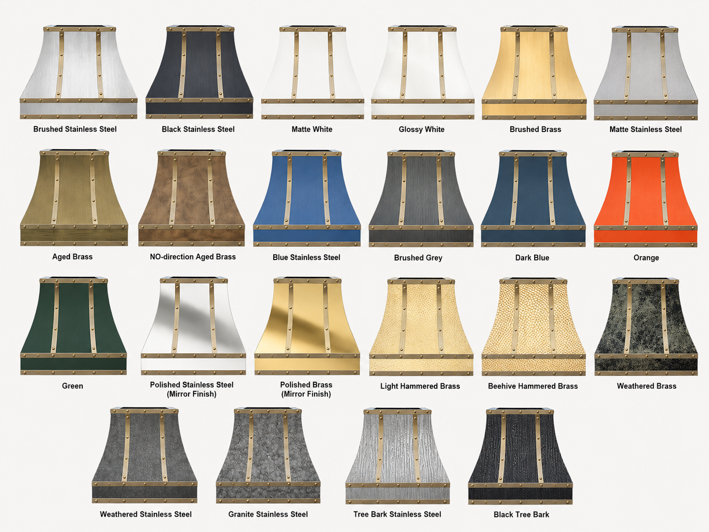 Fobest Stainless Steel Custom Range Hood with Brass Straps and Rivets FSS-327