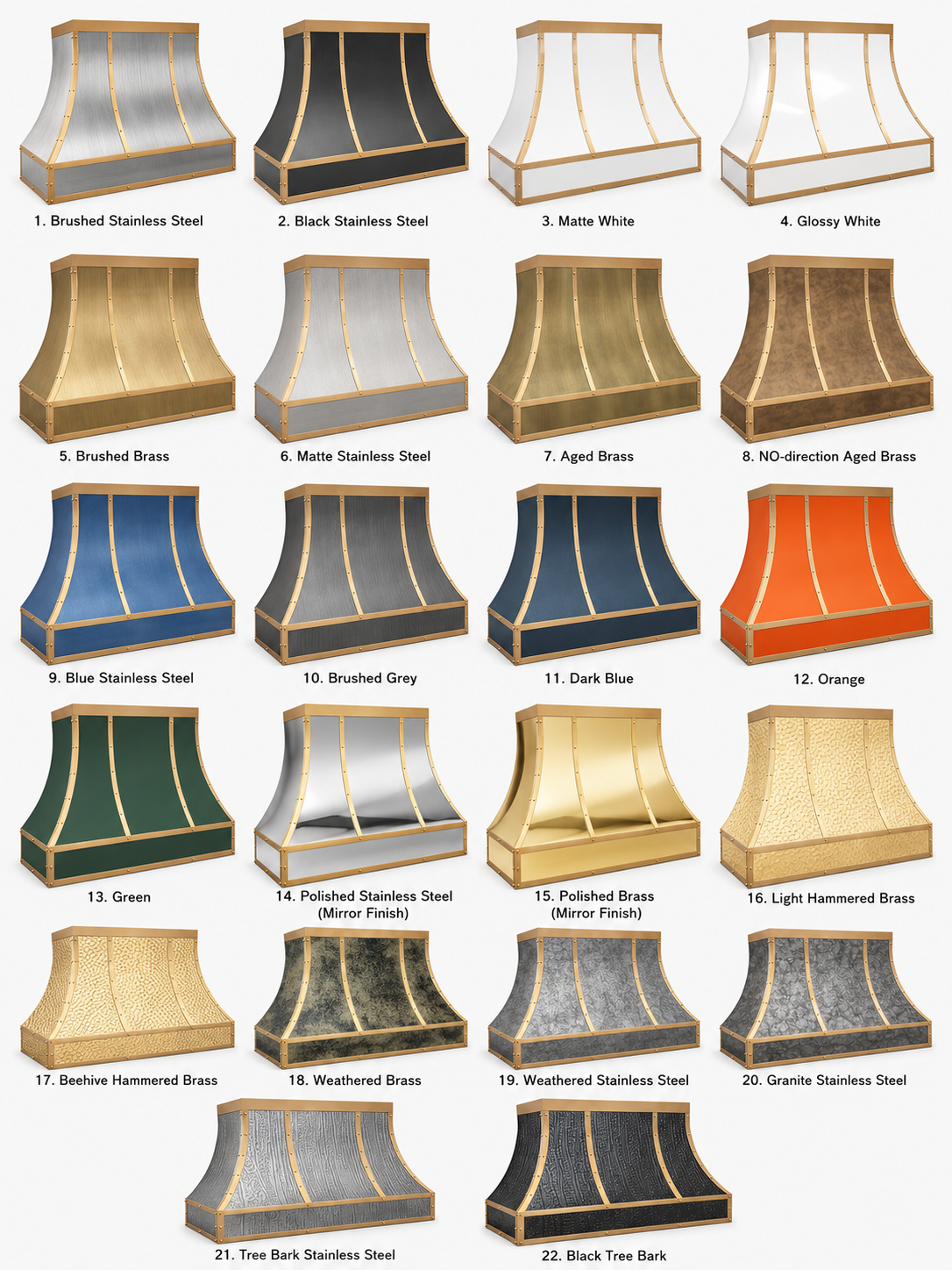 Fobest Stainless Steel Custom Range Hood with Brass Trims FSS-78