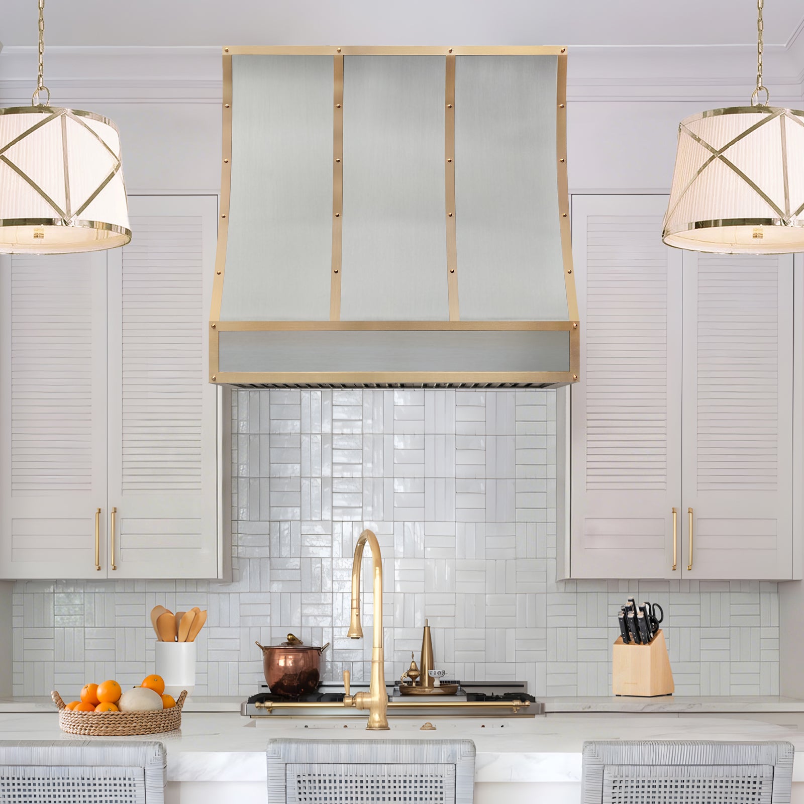 Fobest Stainless Steel Custom Range Hood with Gold Accent FSS-22