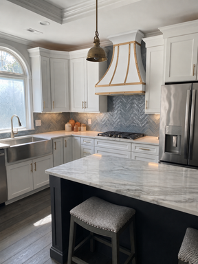 Fobest Stainless Steel Custom White Range Hood with Brass Accents FSS-212