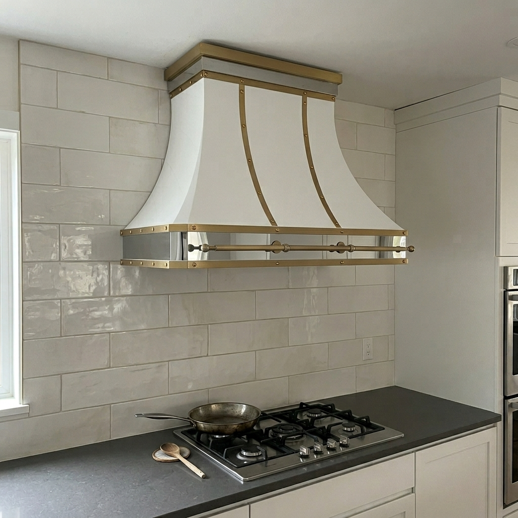 Fobest Stainless Steel Kitchen Range Hood with Brass Accents FSS-485