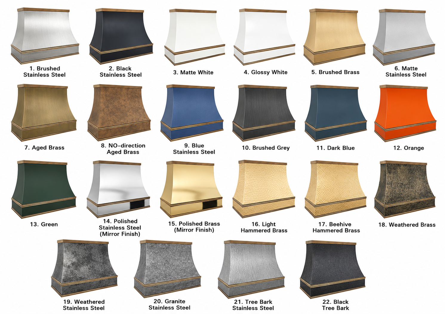 Fobest Stainless Steel Kitchen Range Hood with Brass Trims FSS-464