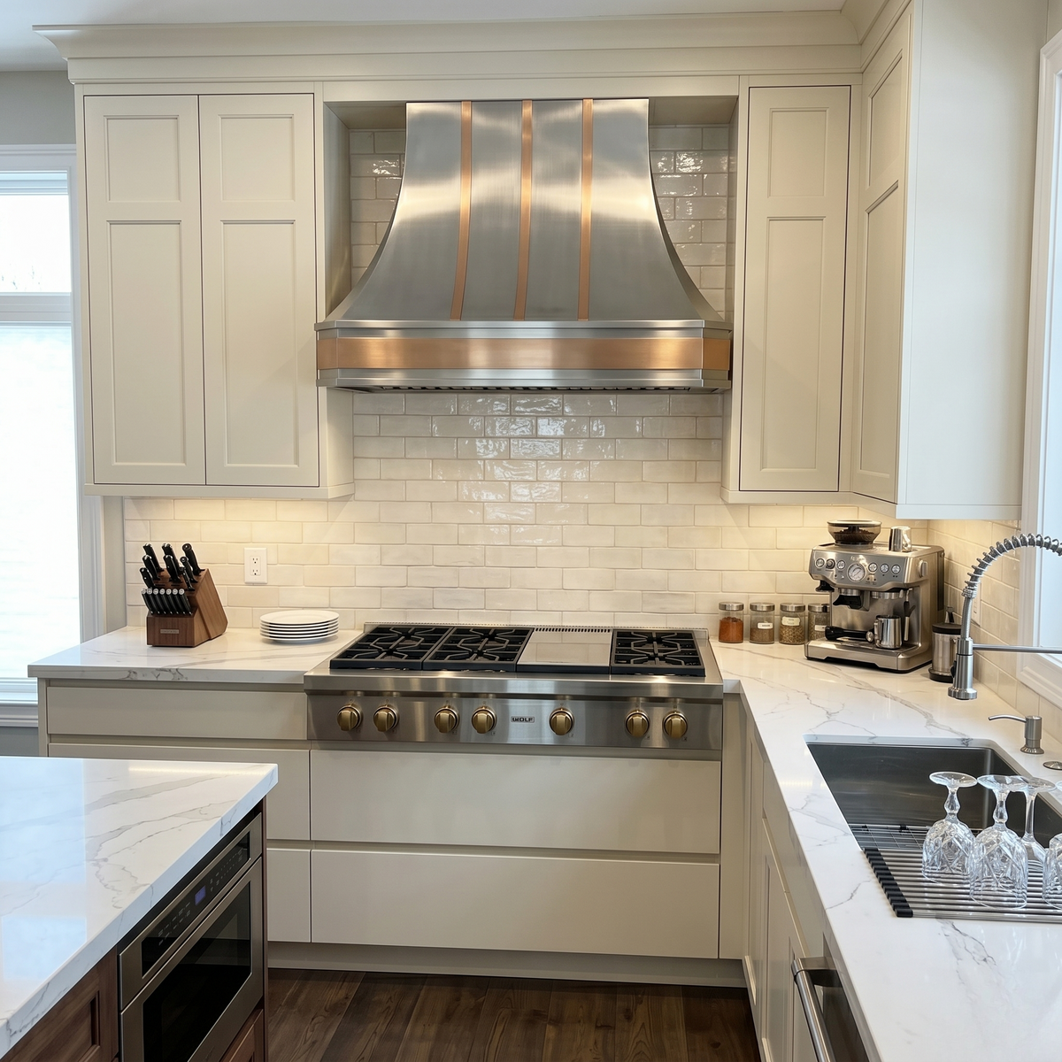 Fobest Stainless Steel Kitchen Range Hood with Decorative Brass Apron FSS-458