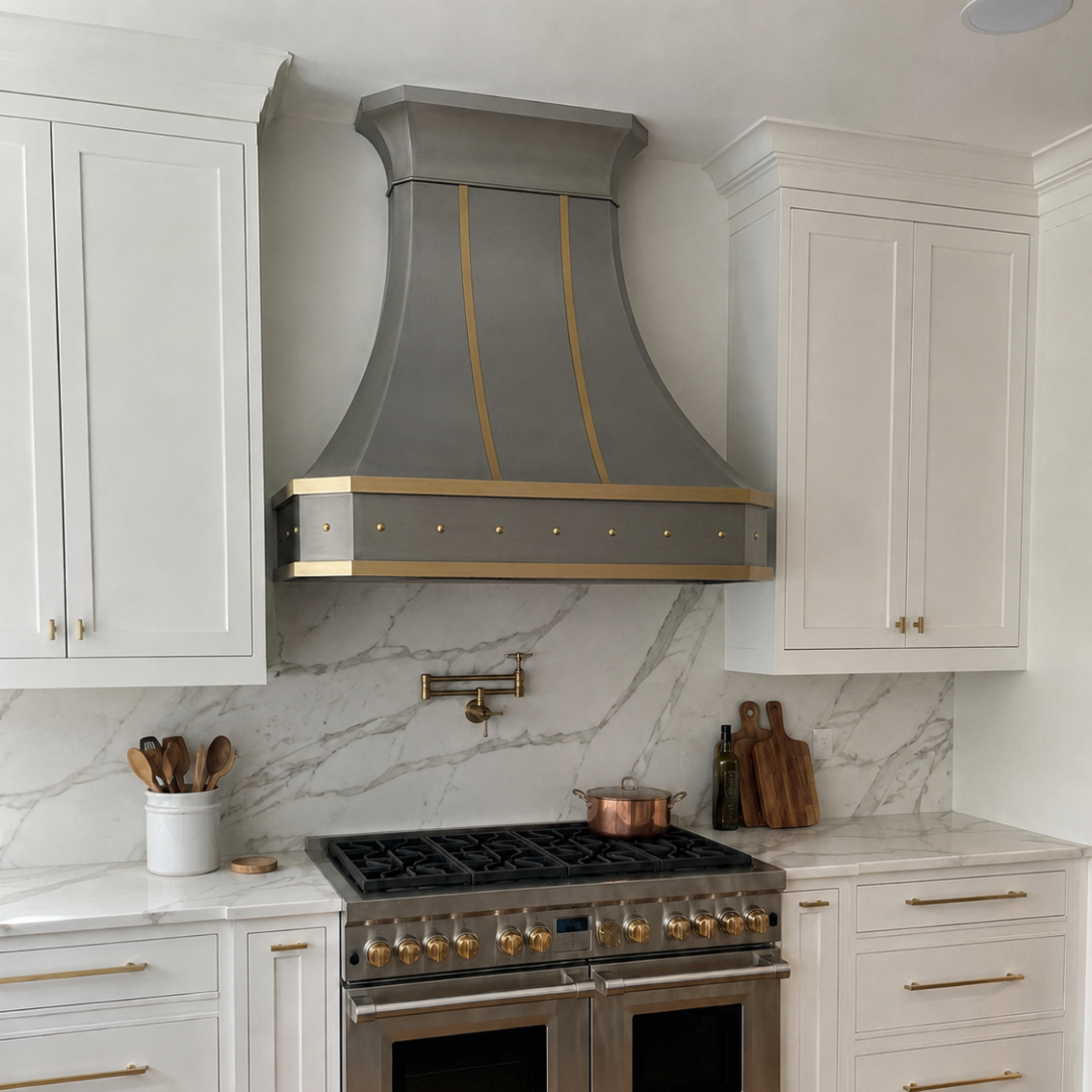 Fobest Stainless Steel Modern Range Hood with Brass Straps FSS-193
