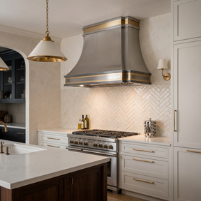Fobest Stainless Steel Range Hood with Brass Frame Detailing FSS-389