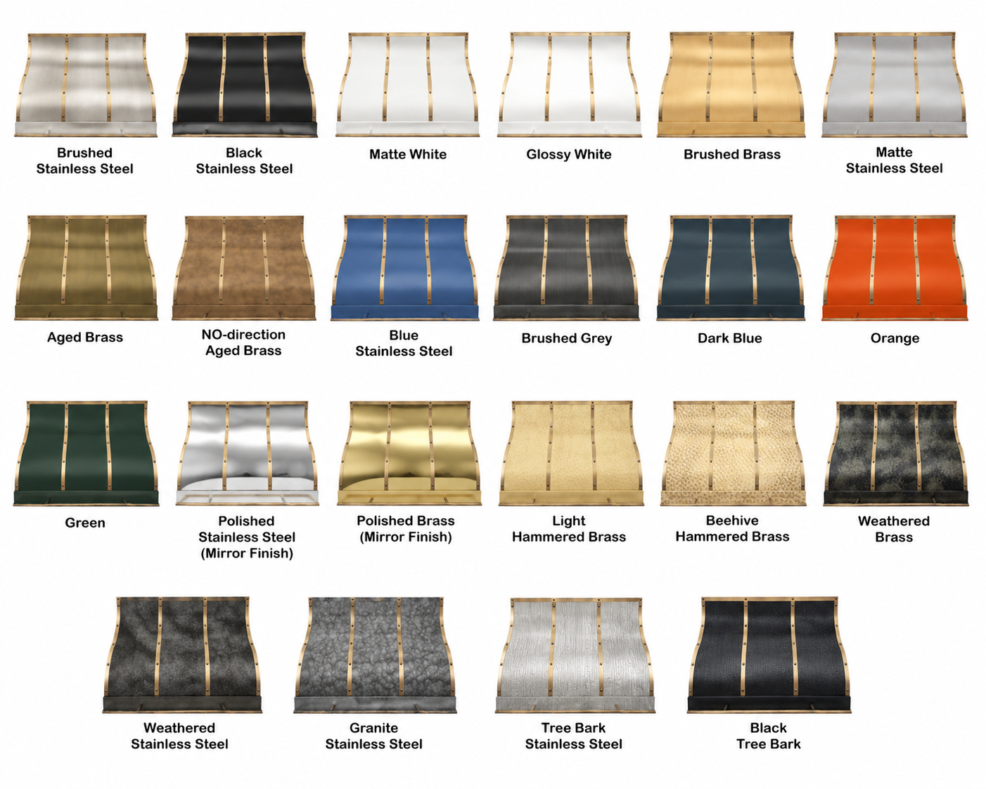 Fobest Stainless Steel Stove Hood with Aged Brass Trims FSS-204