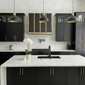 Fobest Stainless Steel Stove Hood with Brushed Brass Straps FSS-344