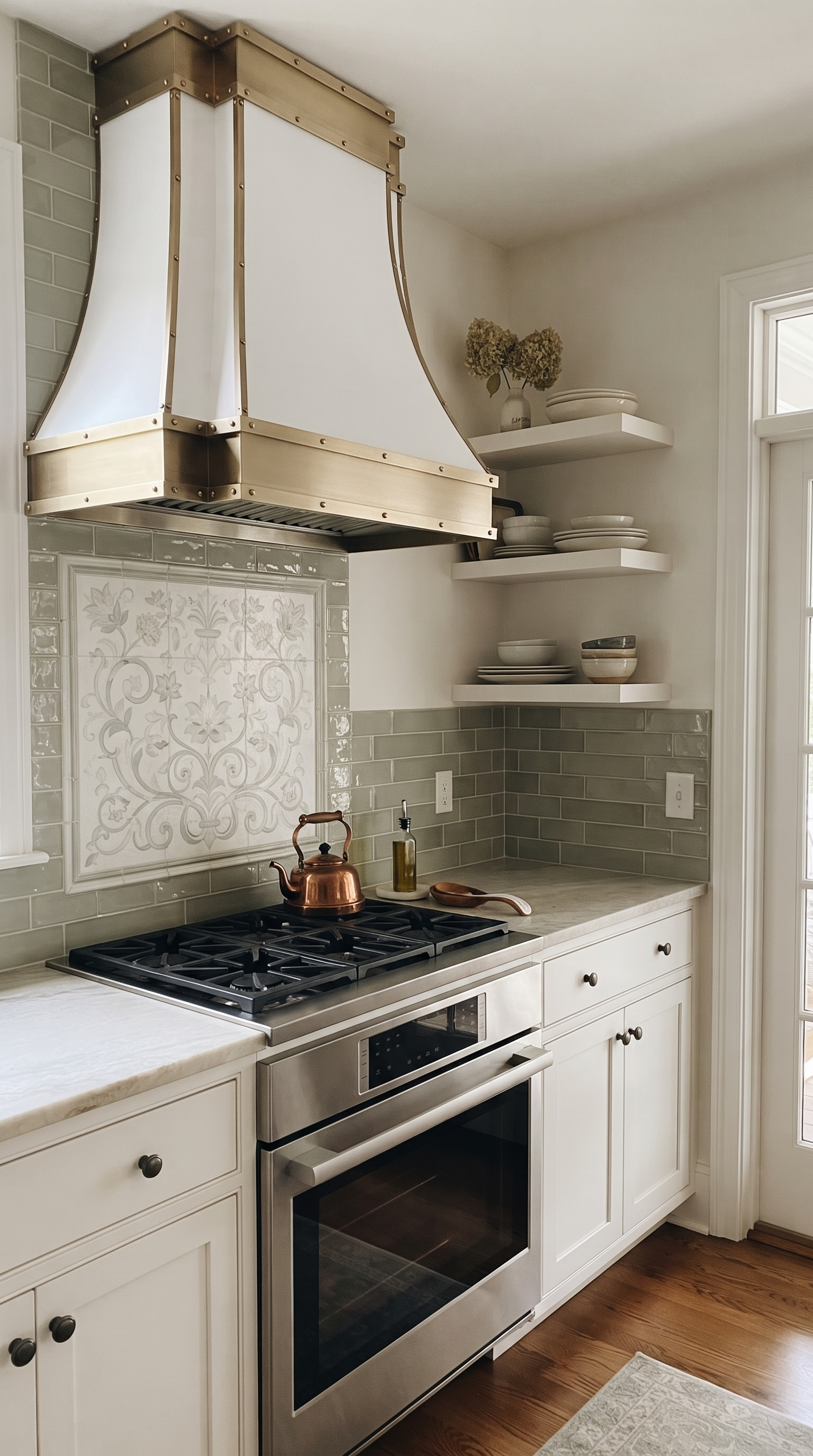 Fobest Stainless Steel White Range Hood with Brass Decor FSS-325