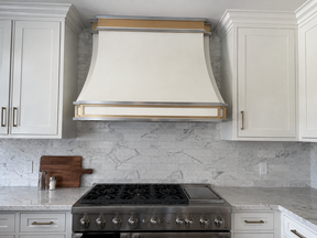 Fobest Stainless Steel White Range Hood with Gold Accents FSS-201
