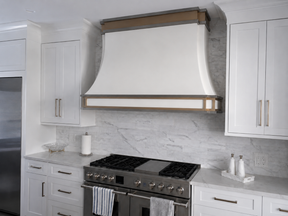 Fobest Stainless Steel White Range Hood with Gold Accents FSS-201